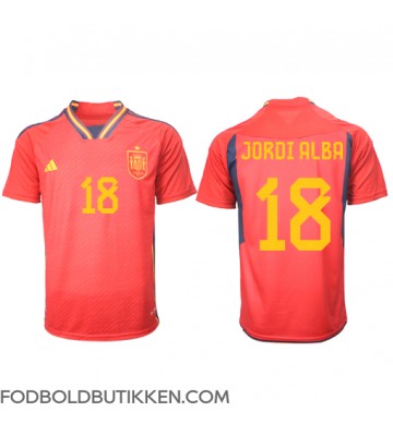 Spanien Jordi Alba #18 Hjemmebanetrøje VM 2022 Kortærmet